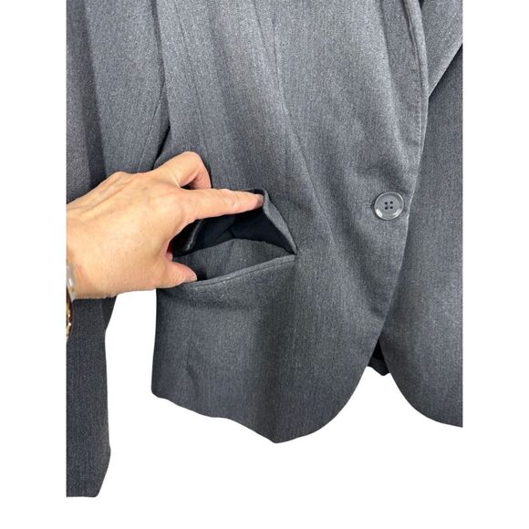 Express Gray Long Sleeve Blazer Jacket Size 6 Single Button Career Formal - Picture 3 of 11